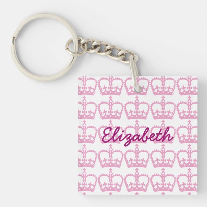 Pink Princess Crown Acrylic Keychains