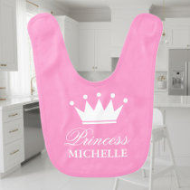 Pink princess crown baby bib for little baby girl