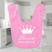 Pink princess crown baby bib for little baby girl