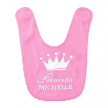 Pink princess crown baby bib for little baby girl Pink princess crown baby bib for little baby girl