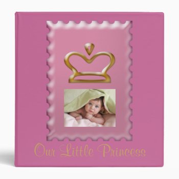 Pink Princess Crown Baby Girl Photo Album 3 Ring Binder by decembermorning at Zazzle