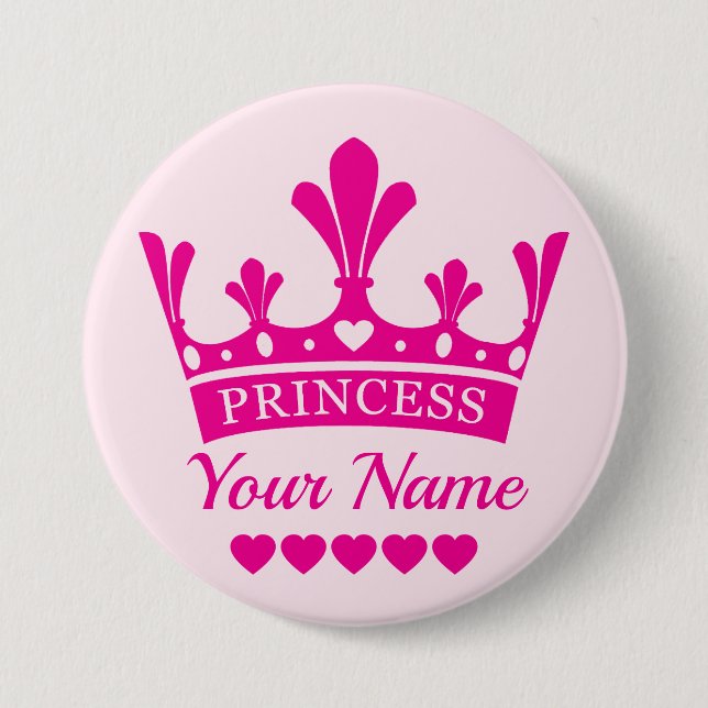 Pink Princess Crown Button (Front)