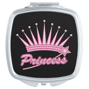 Pink Princess Crown Compact Mirror