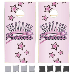 Pink Princess Crown Cornhole Set