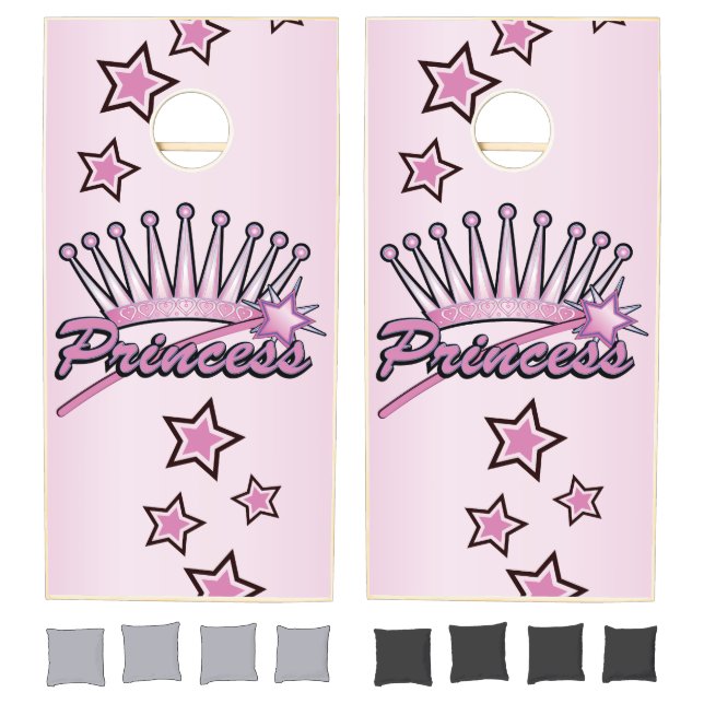Pink Princess Crown Cornhole Set (Set)