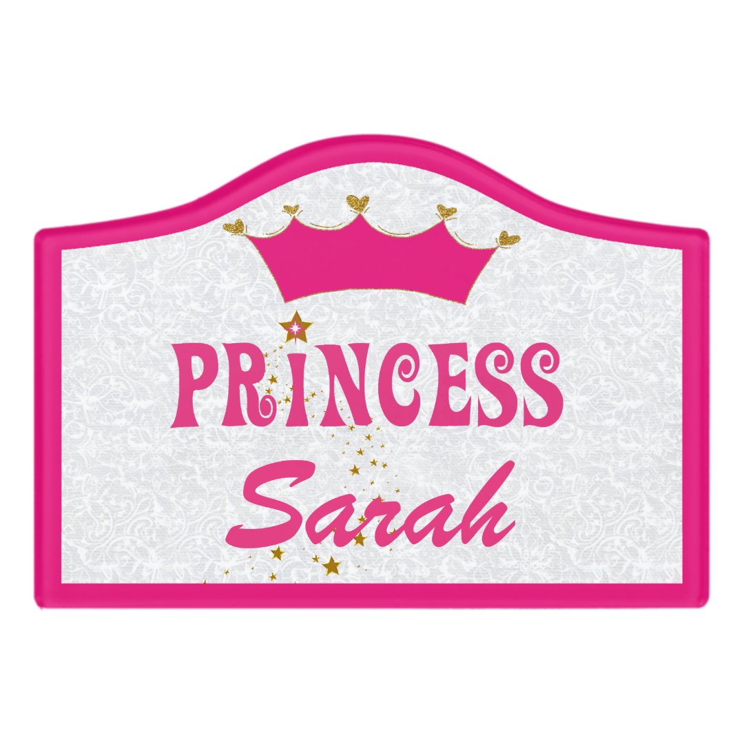 Pink Princess Crown Custom Acrylic Wall Plaque Door Sign | Zazzle