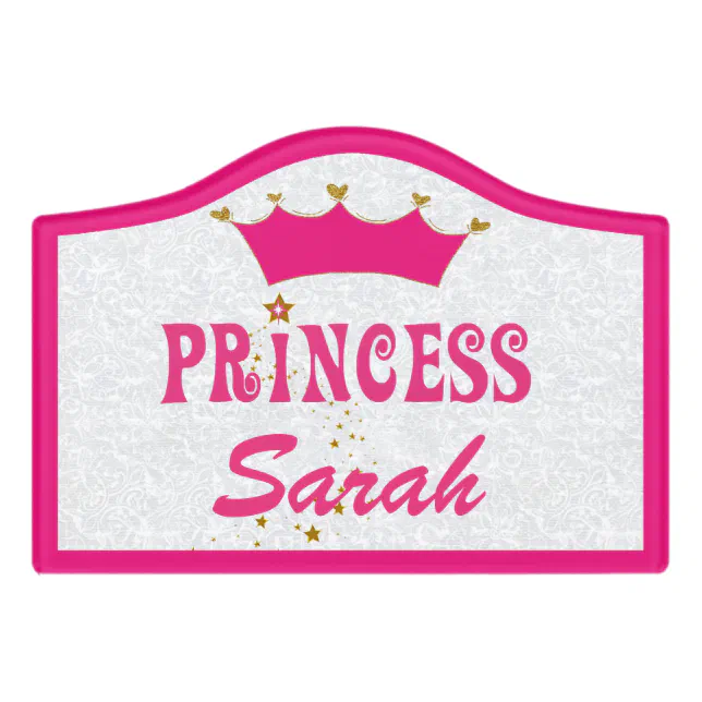 Pink Princess Crown Custom Acrylic Wall Plaque Door Sign | Zazzle
