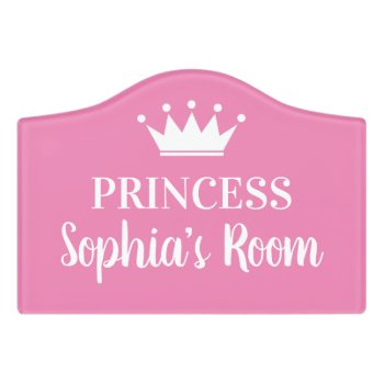 Pink Princess Crown Custom Girls Baby Room Nursery Door Sign by logotees at Zazzle
