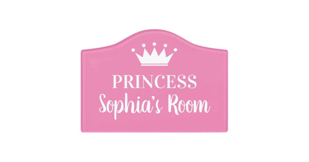 Pink princess crown custom girls baby room nursery door sign | Zazzle