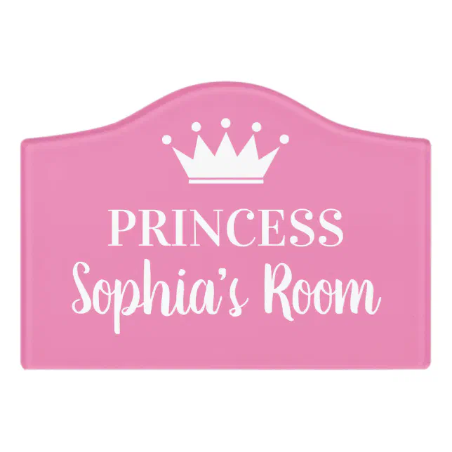 Pink princess crown custom girls baby room nursery door sign | Zazzle
