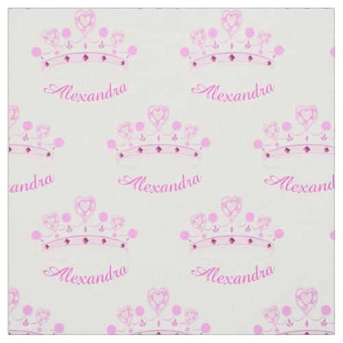 Pink Princess Crown Custom Name Fabric