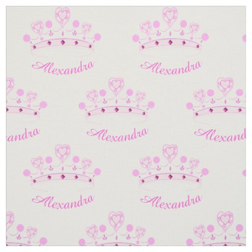 Pink Princess Crown Custom Name Fabric