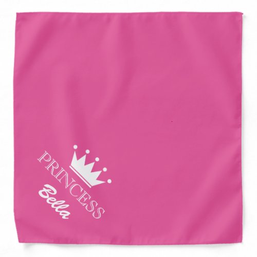 Pink princess crown dog bandana with custom name