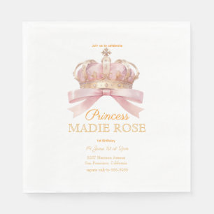 Pink Princess Crown Fairytale Birthday Napkins