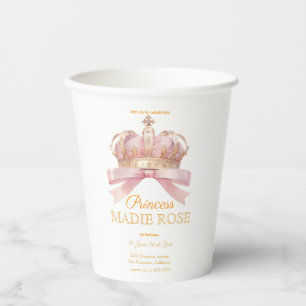 Pink Princess Crown Fairytale Birthday Paper Cups