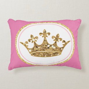 Pink princess crown gold Custom Pillow