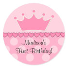 Pink Princess Crown Happy Birthday Sticker | Zazzle