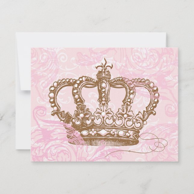 Pink Princess Crown Invitations (Front)