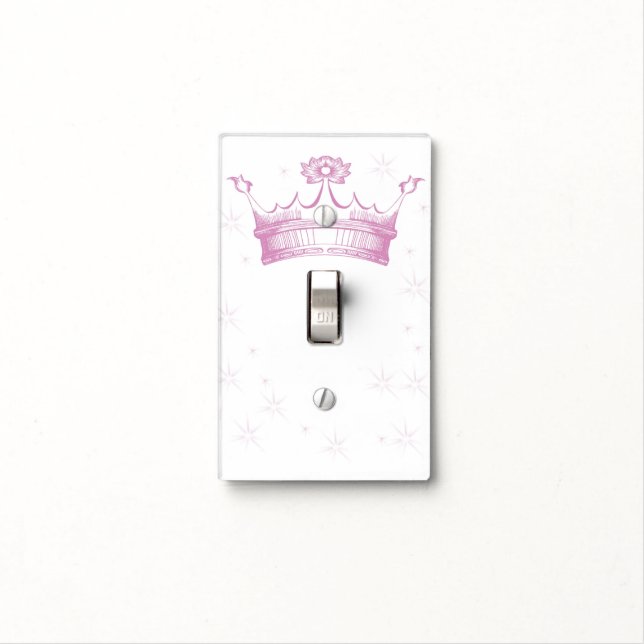 Pink Princess Crown Light Switch Cover (In Situ)