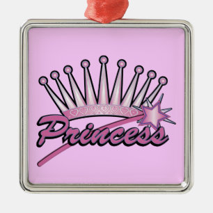 Pink Princess Crown Metal Ornament