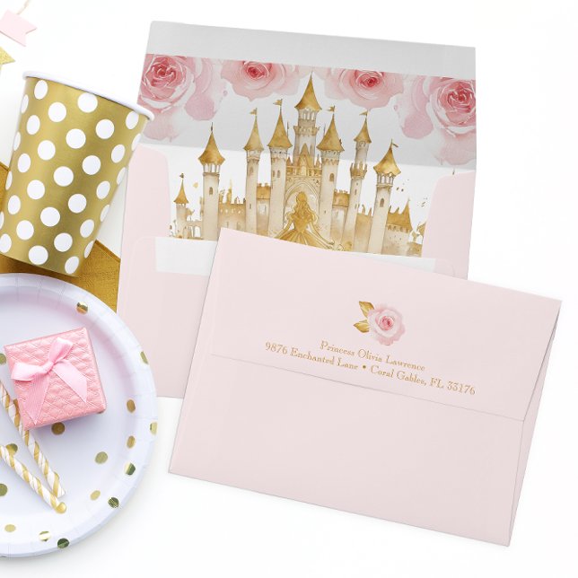 Pink Princess Crown Party Envelope - Fairytale  (Princess Party Envelope )