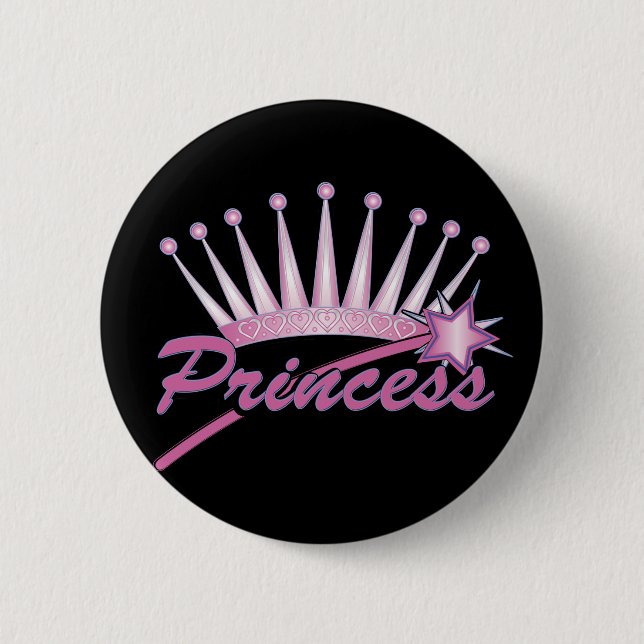 Pink Princess Crown Pinback Button (Front)