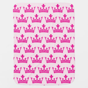 Pink Princess Crown Print Baby Blanket