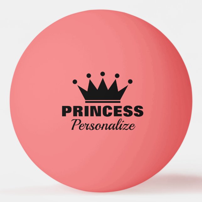 Pink princess crown table tennis ping pong ball (Front)