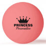 Pink princess crown table tennis ping pong ball