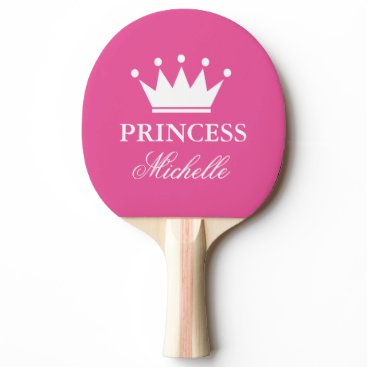 Pink princess crown table tennis ping pong paddle