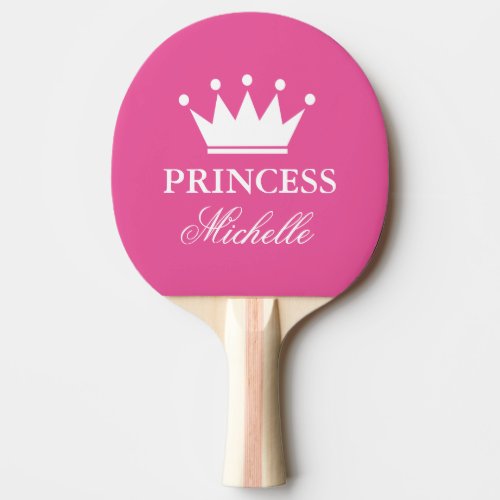 Pink princess crown table tennis ping pong paddle