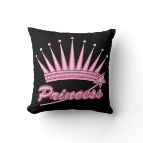 Pink Princess Crown Throw Pillow