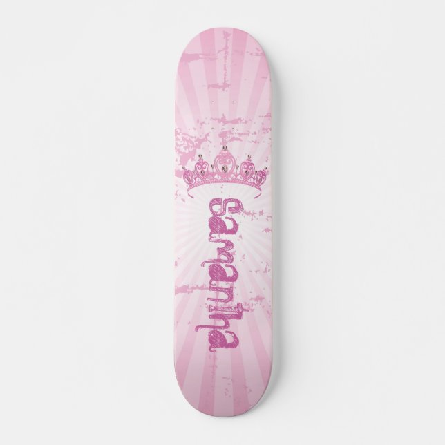 Pink Princess Crown Tiara Comp Skateboard Deck (Front)