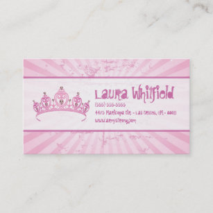 Pink Princess Crown Tiara Jeweled Business Card
