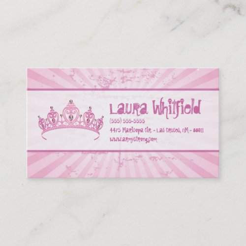 Pink Princess Crown Tiara Jeweled Business Card