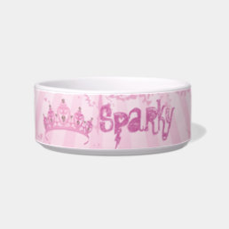 Pink Princess Crown Tiara Jeweled Pet Food Bowl