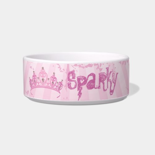 Pink Princess Crown Tiara Jeweled Pet Food Bowl