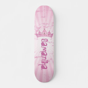 Pink Princess Crown Tiara Mini Skateboard Deck