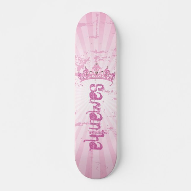 Pink Princess Crown Tiara Mini Skateboard Deck (Front)