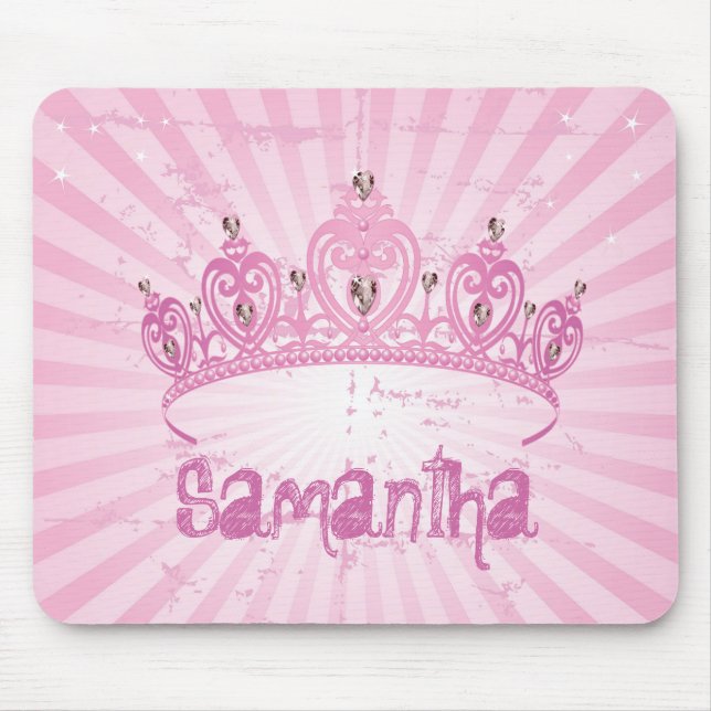 Pink Princess Crown Tiara Personalized Mousepad (Front)