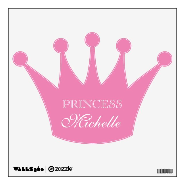Pink princess crown wall decal for girls bedroom (Front)