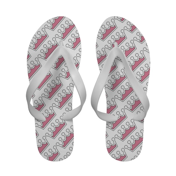 Pink Princess Crowns Flip Flops