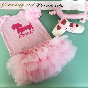 Pink Princess Dachshund Doxified Baby One Piece Bodysuit