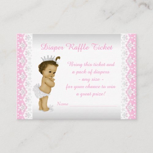 Pink Princess Diaper Raffle Ticket Enclosure Card