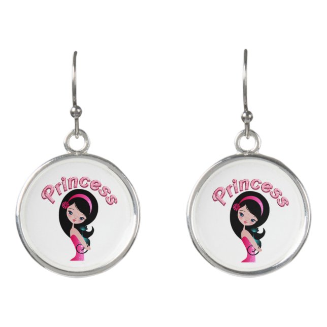 Pink Princess Earrings Jewelry Gift (Front)