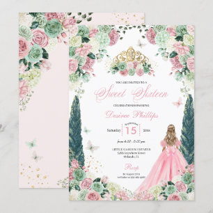 Pink Princess Enchanted Garden Sweet Sixteen Invitation