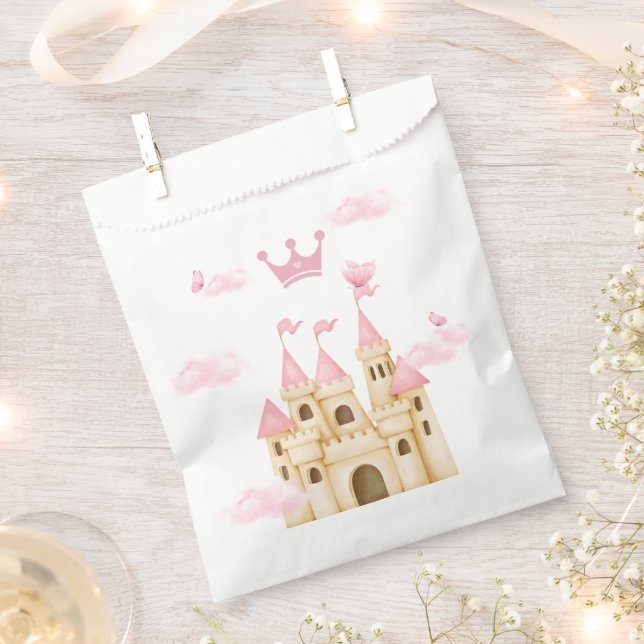 Pink Princess Enchanting Castle & Crown Favor Bag (Clipped)