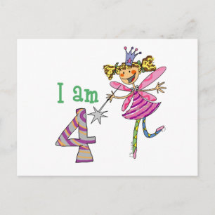 Pink princess fairy (age 4) postcard