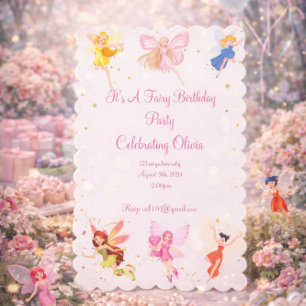 PINK PRINCESS FAIRY BIRTHDAY PARTY FOR GIRLS INVITATION