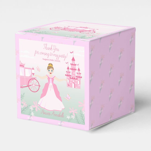 Pink Princess Fantasy Birthday Party Favor Boxes (Front Side)